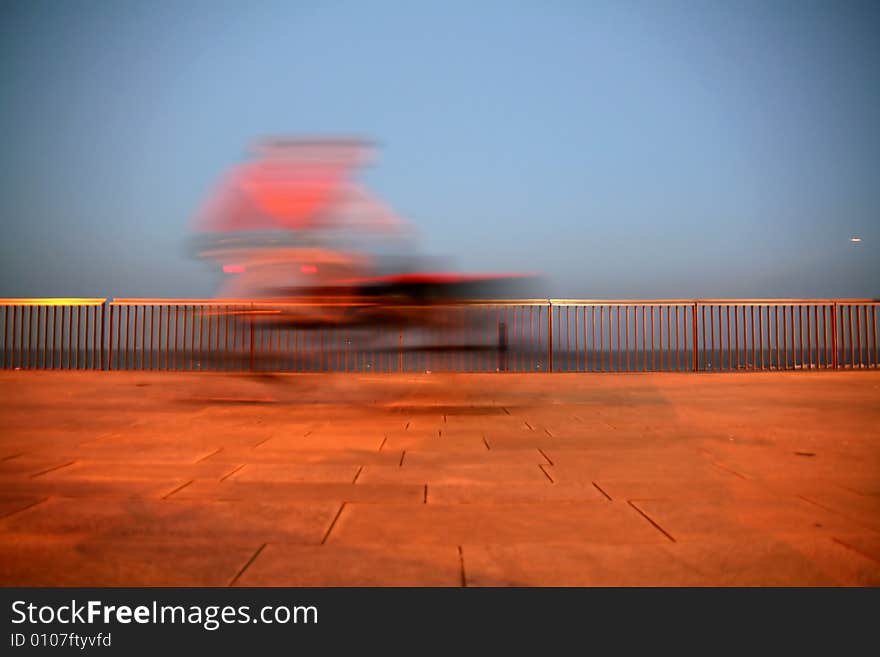 Fast bicycle rider, running fast, blured aspect