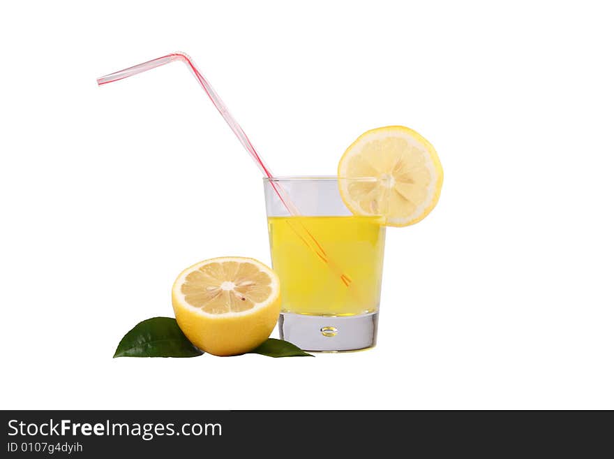 Lemonade with a lemon isolated