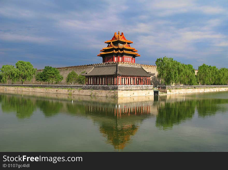 The chinese turret of the Imperial Palace in beijing. The chinese turret of the Imperial Palace in beijing