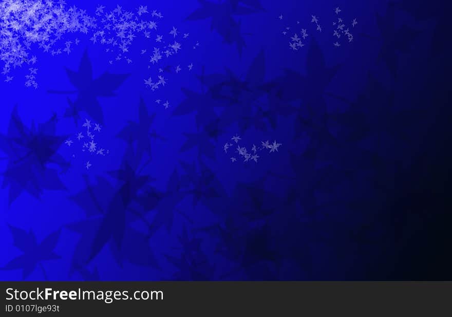 A stream of leaves flying trough the dark night. Coloured background. A stream of leaves flying trough the dark night. Coloured background.