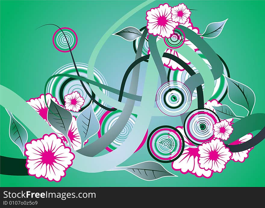 Flowered abstract background with grunge and floral elements.For your business.