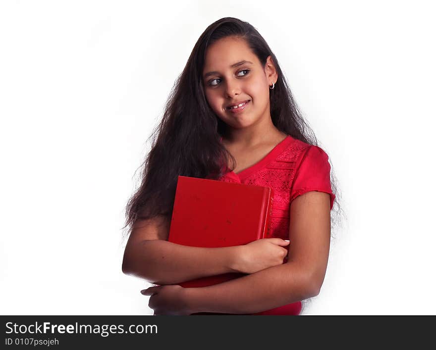 11 year old girl with book. 11 year old girl with book