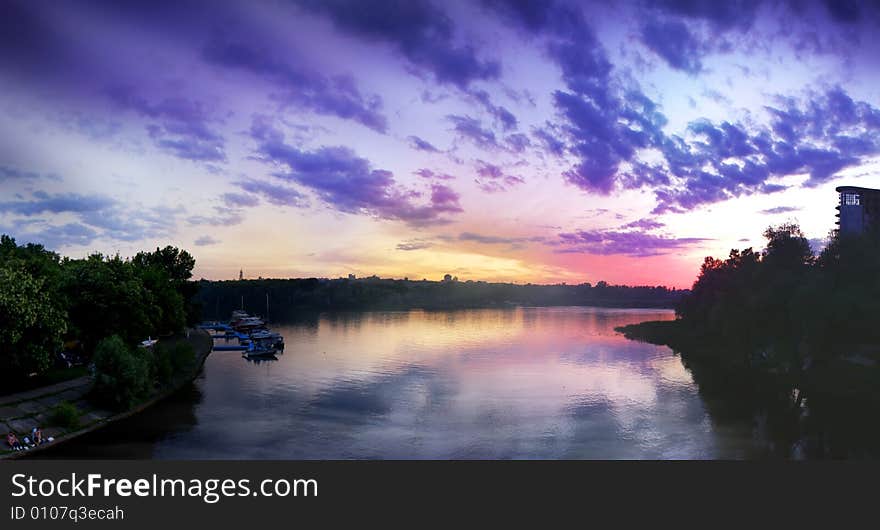 Sunset on the river