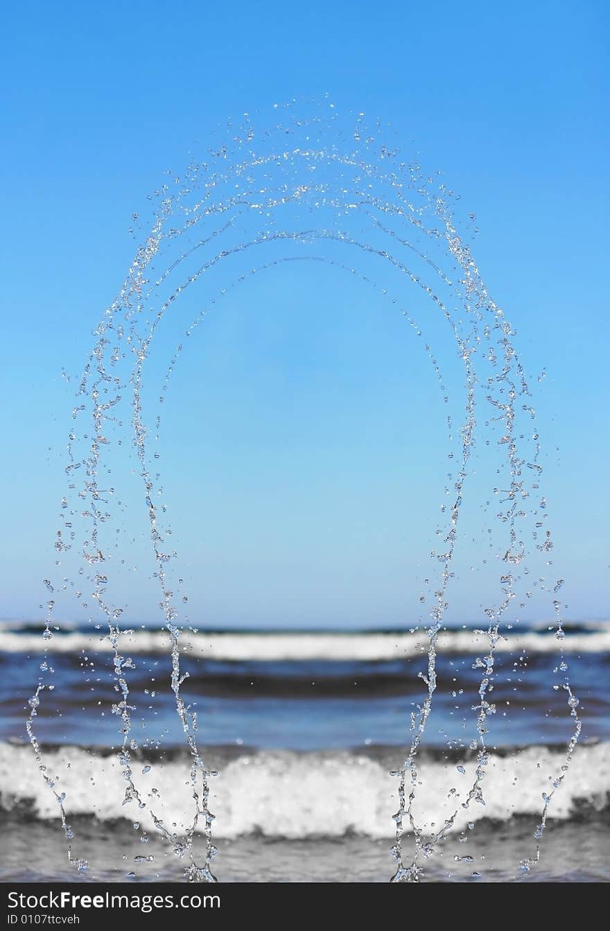 Background with blue splashing water