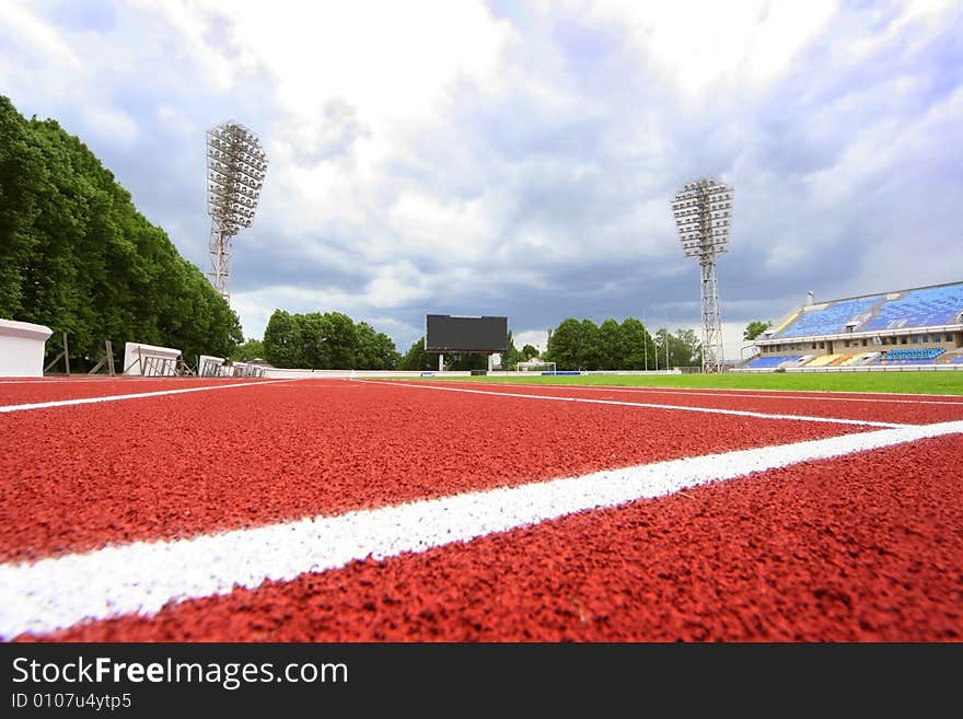 Big stadium under cloudy sky. Big stadium under cloudy sky