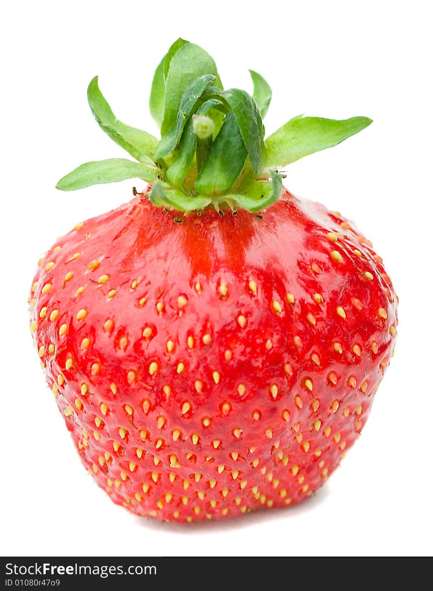 Close-up of ripe strawberry, isolated on white