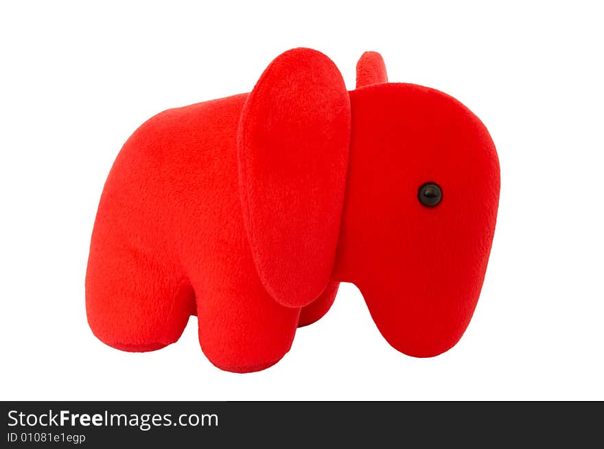 The toy red elephant calf. The toy red elephant calf