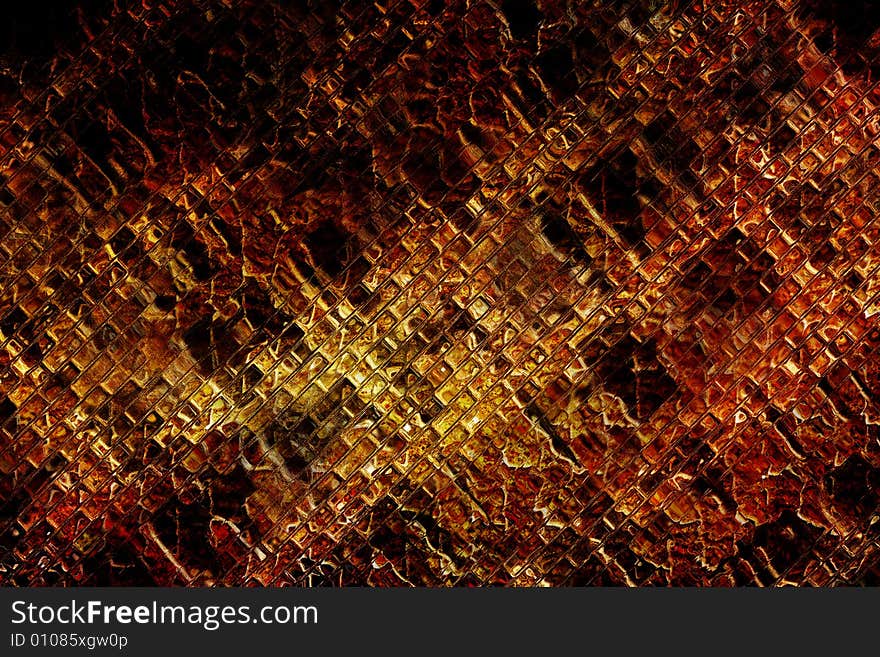 Grunge background under orange light