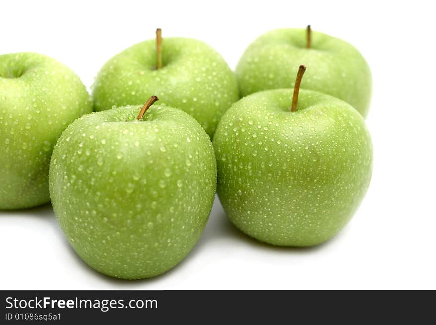 Green apple on a white background