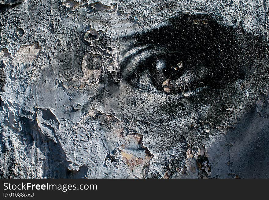 Peeling paint on an old wall in London