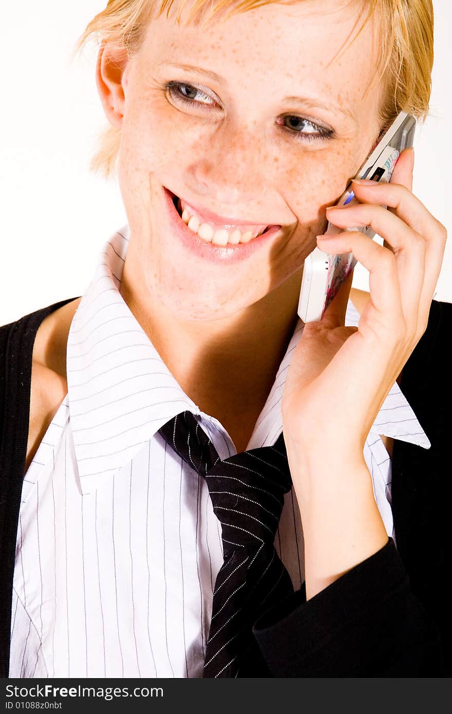 Business woman is calling with her cell phone. Business woman is calling with her cell phone