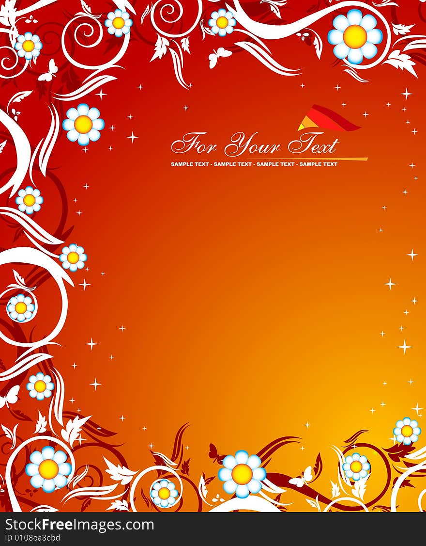 Red, yellow and white floral background