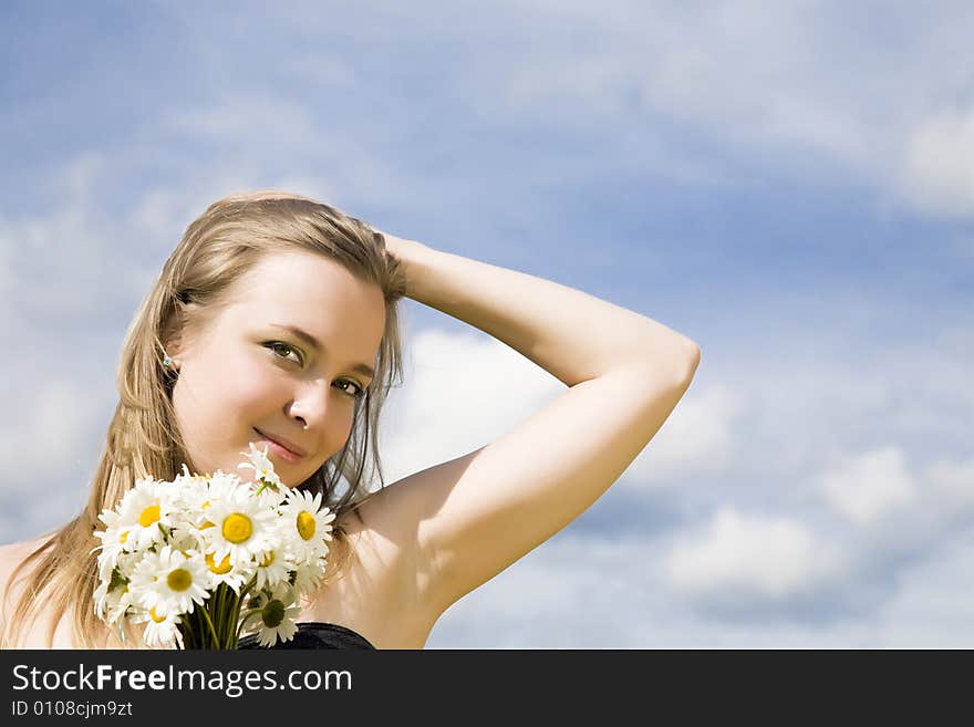 Happy Woman Under The Cloudscape