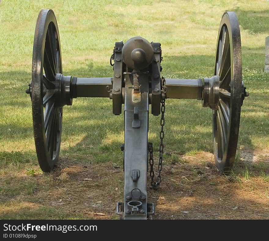 Closeup viewpoint from behind Civil War cannon