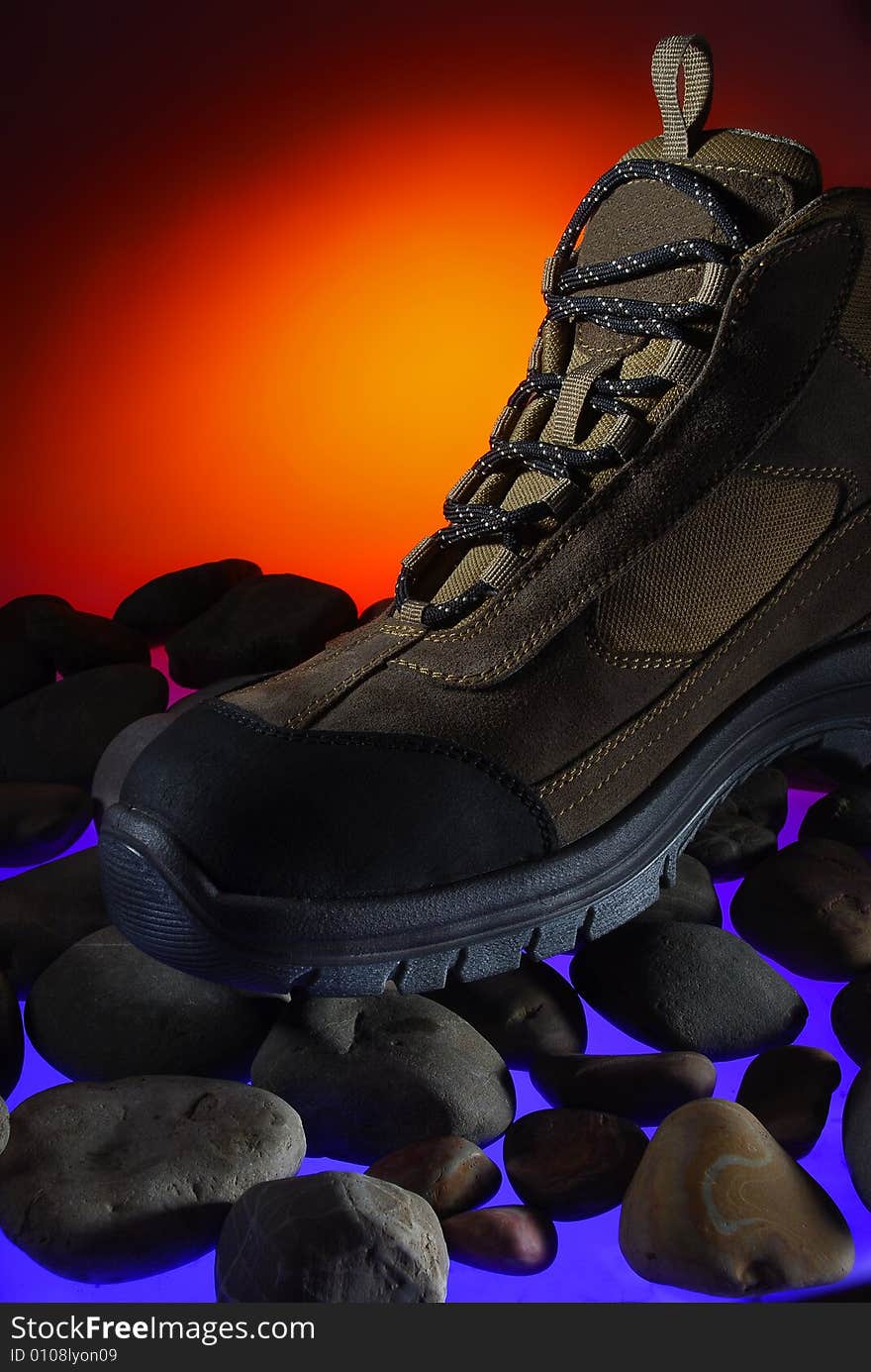 Colorful photo of an adventure boot.