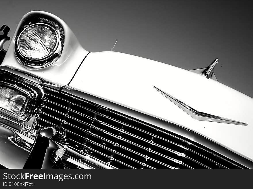 Vintage car at car show in black and white. Vintage car at car show in black and white