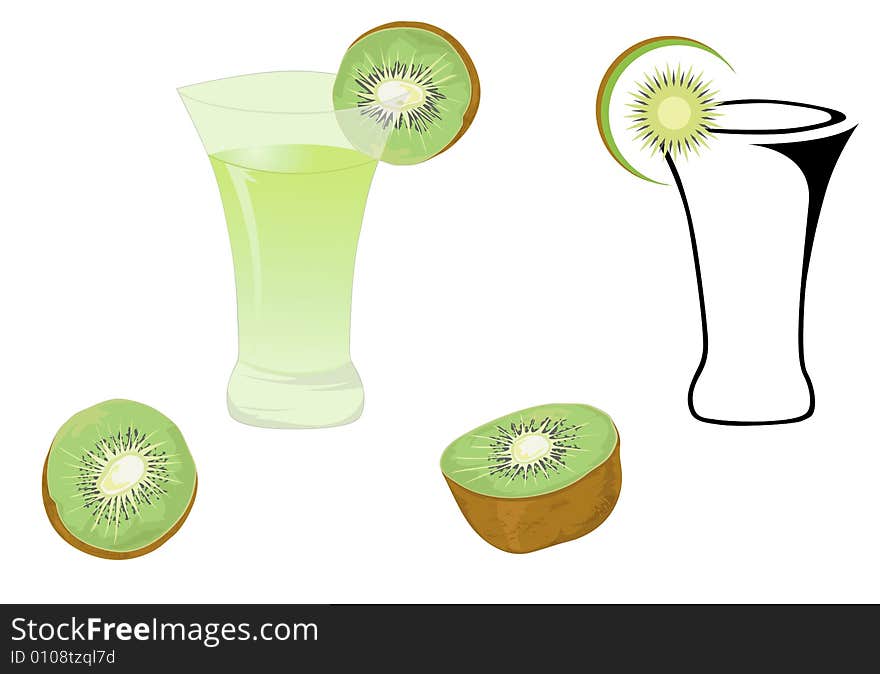 Cocktail Glasses And Kiwi