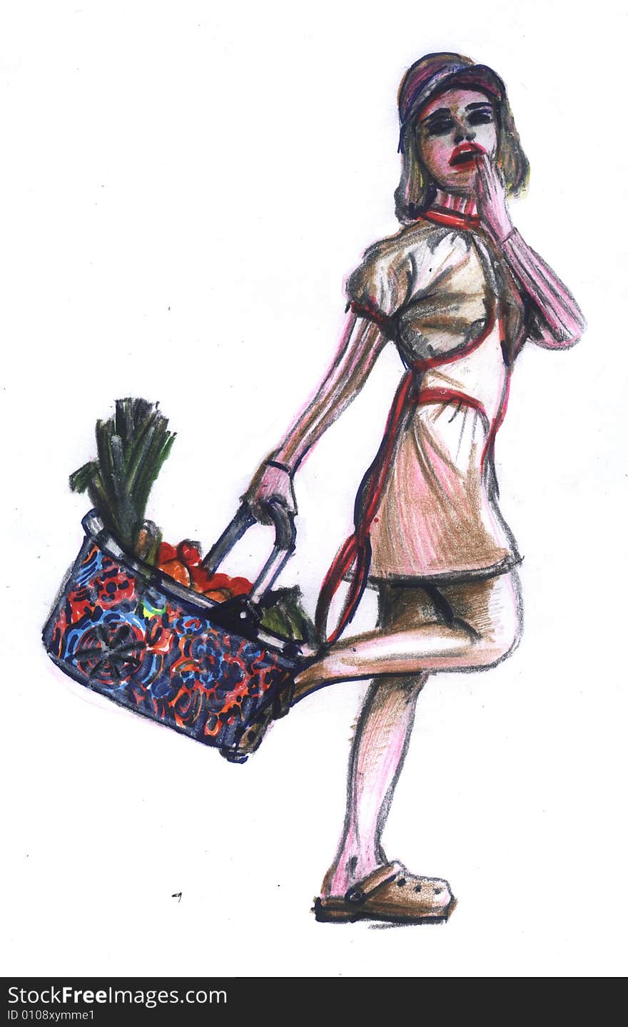 Woman with handbasket