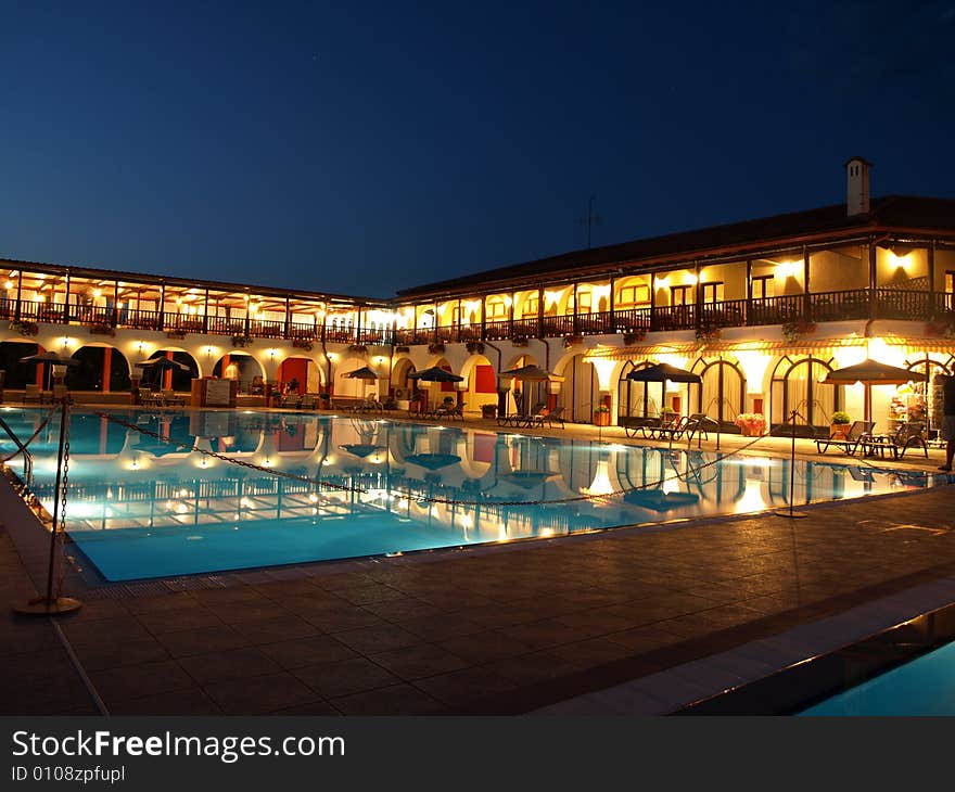 Outside pool of a Greek hotel