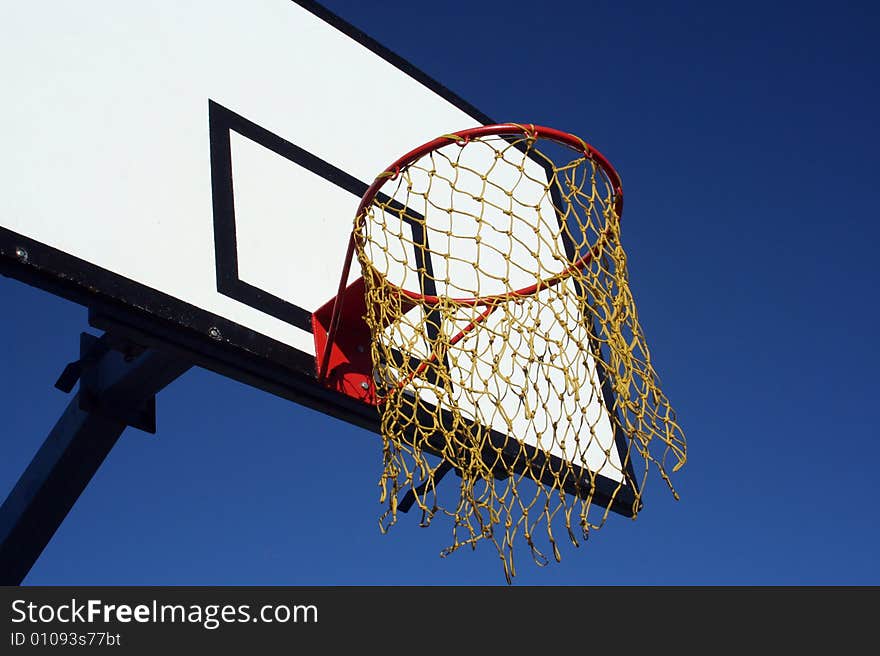 Wooden backboard of nets preventing ball going out. Wooden backboard of nets preventing ball going out