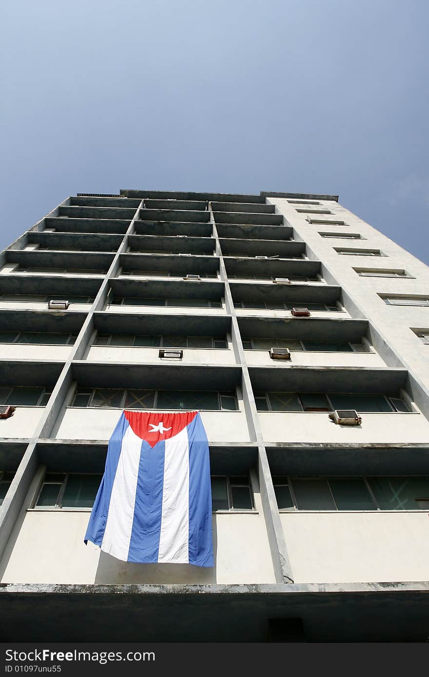 Cuba flag in a building