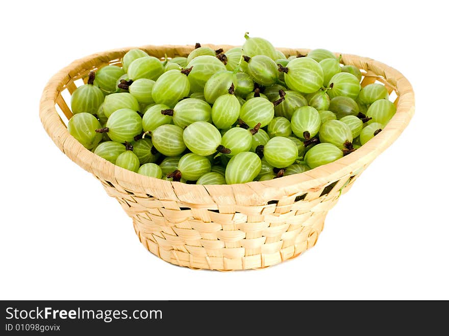 Gooseberries in the wicker basket