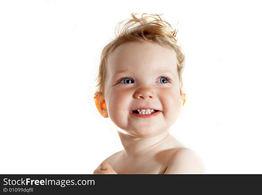 Smiling girl in studio