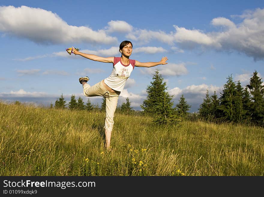 Young Woman In Summer Field