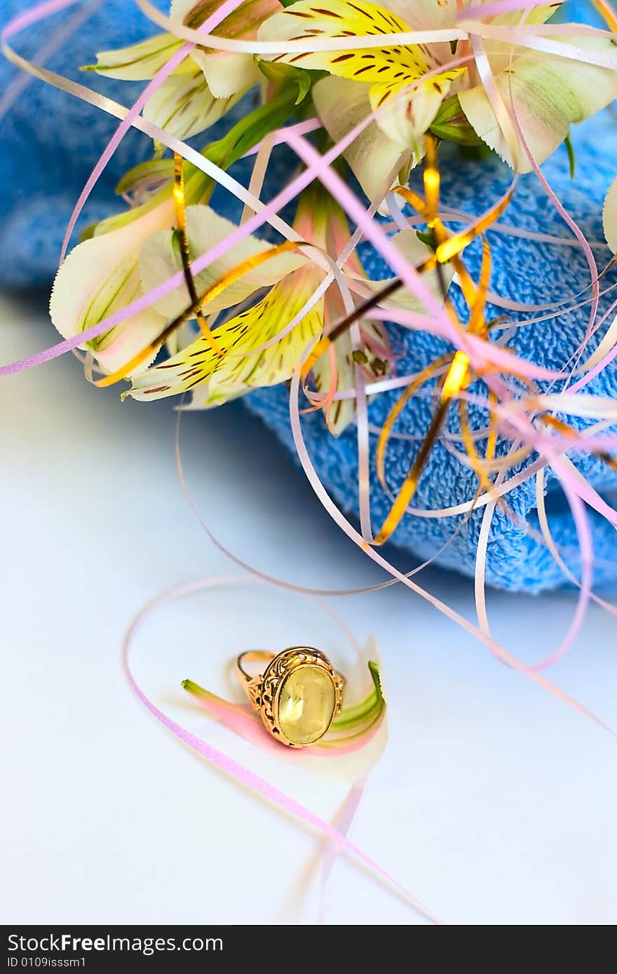 Jewelry ring and flowers