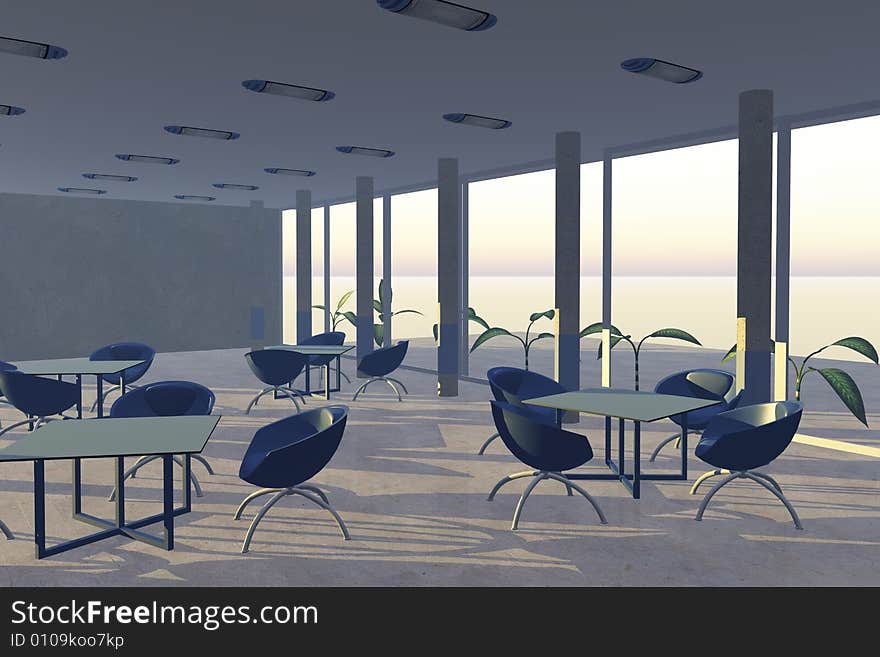 Illustration of open conference room