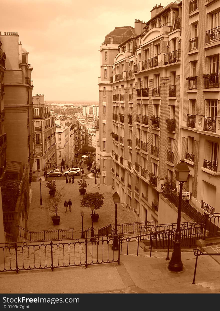 Steps Montmartre a cloudy day