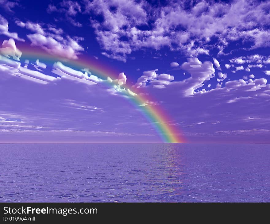 Beautiful rainbow over the sea