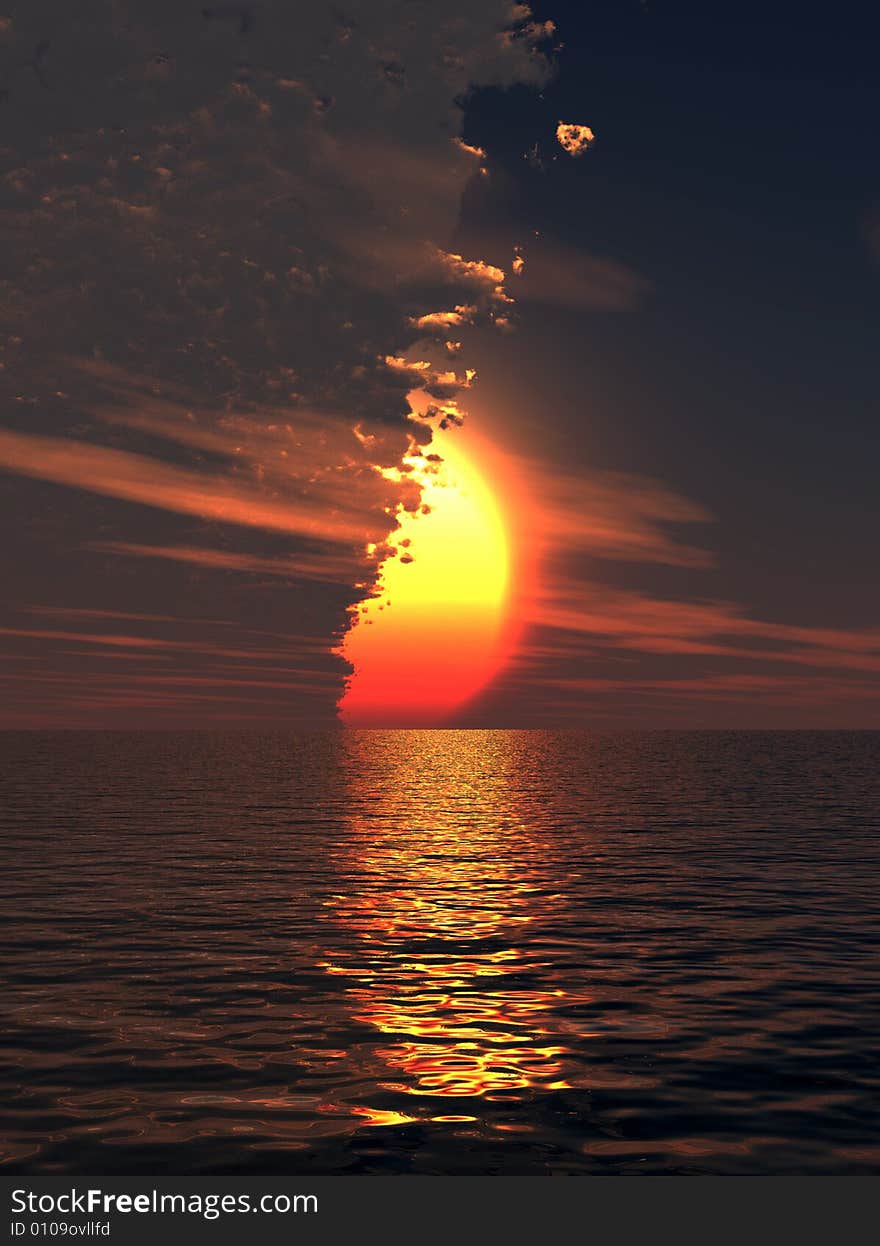 Beautiful sunset over the sea