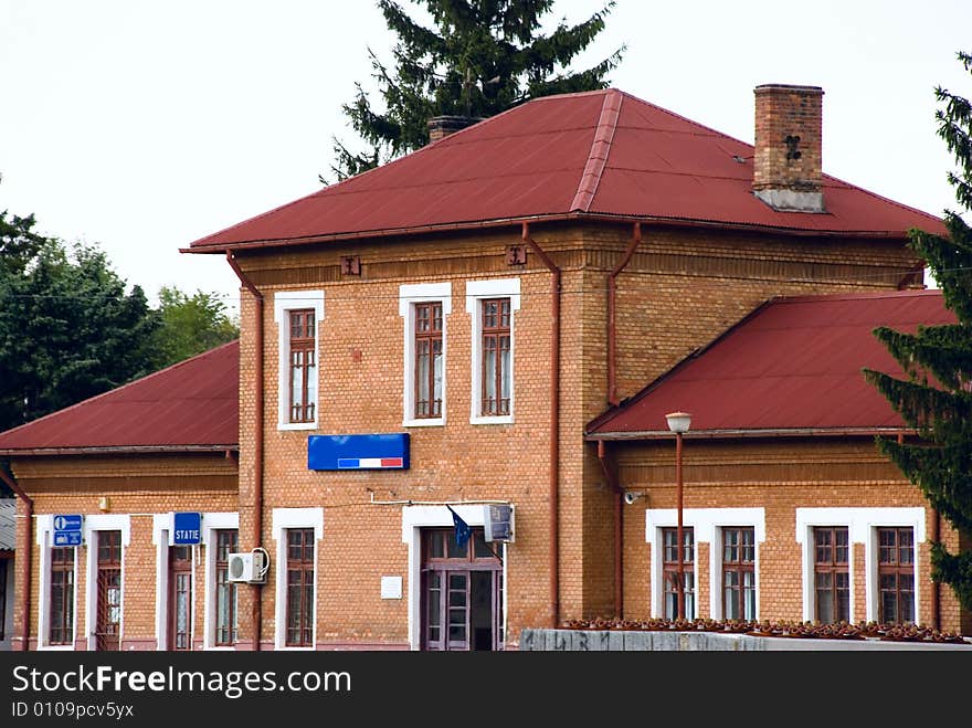 Old train station and trees