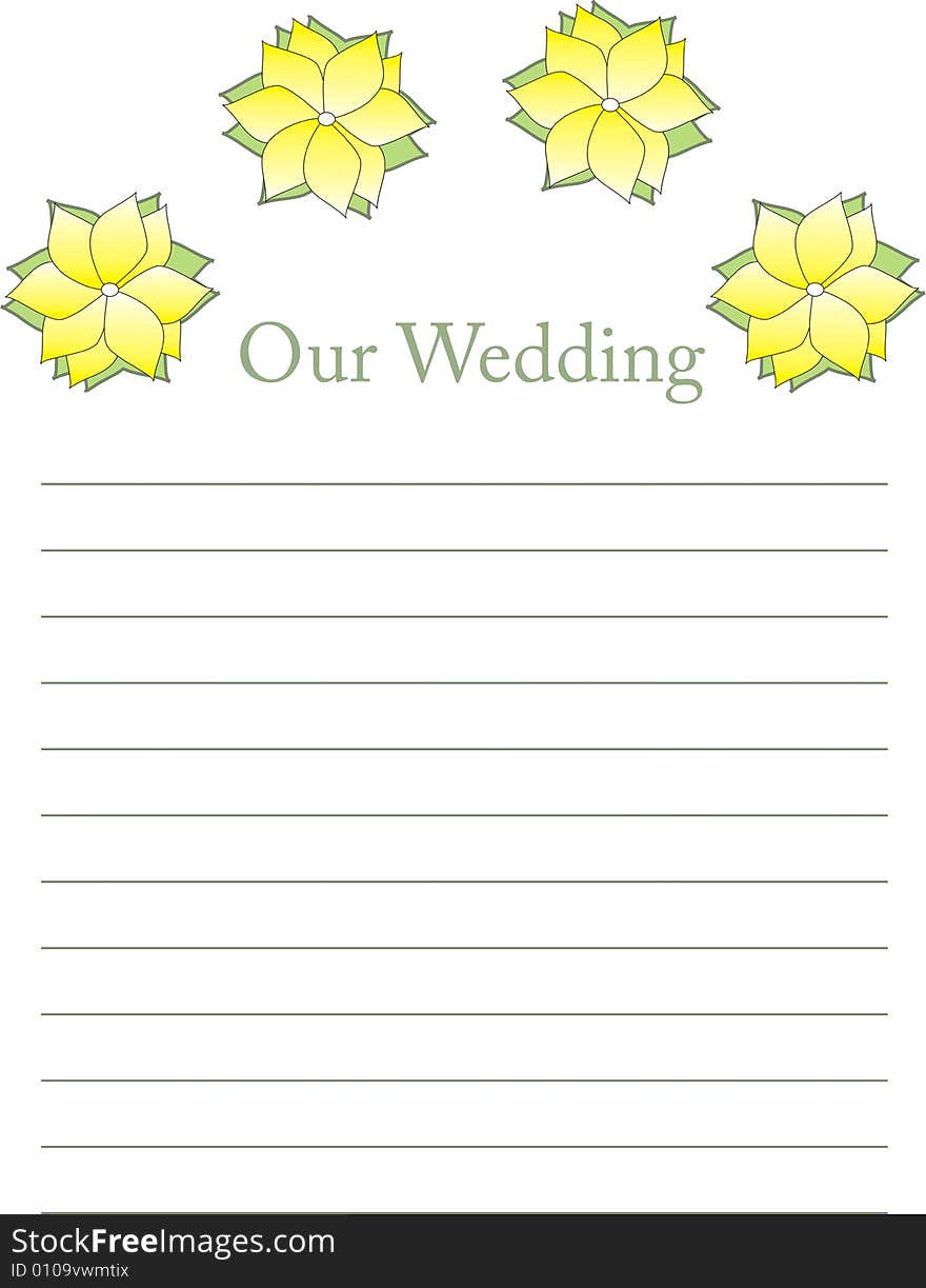 Wedding list with flowers and lines