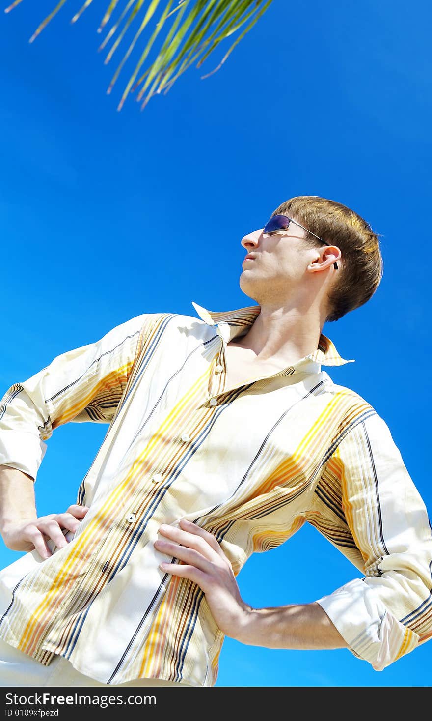 Portrait of young gorgeous male in outdoor environment. Portrait of young gorgeous male in outdoor environment