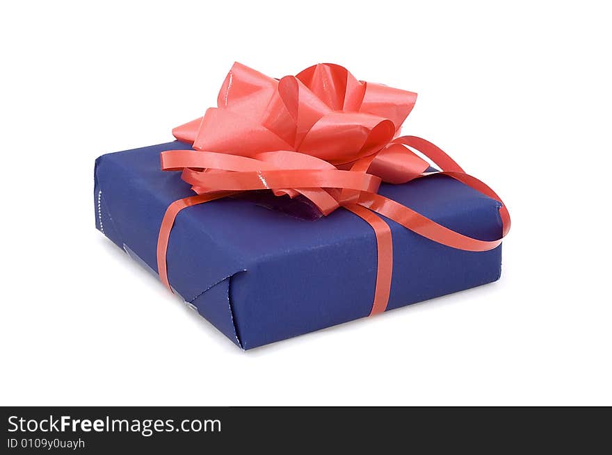 Gift box on white background. Close-up