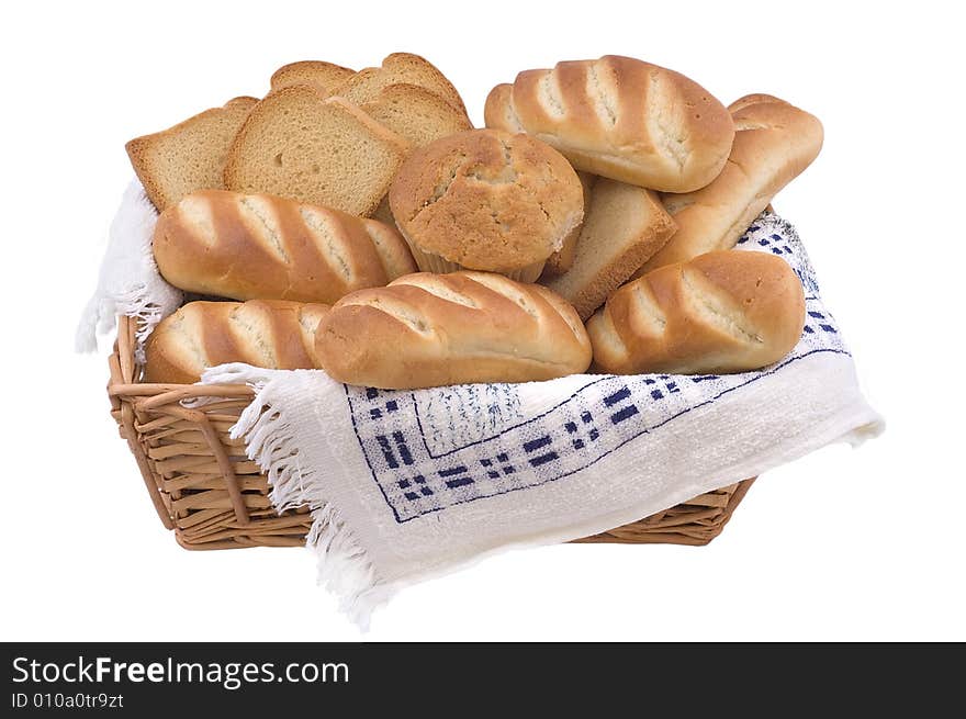 Bread assortment on white background