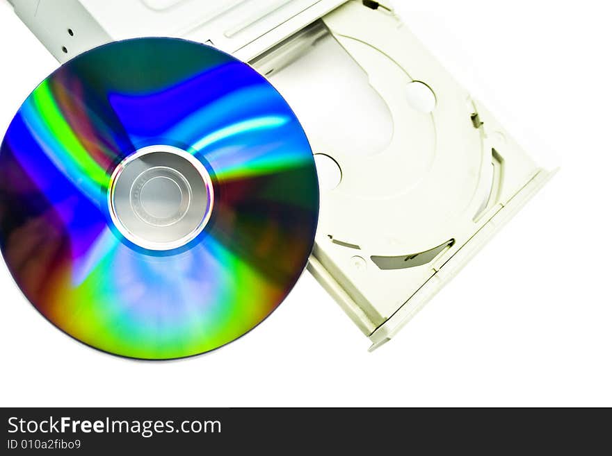 CD-ROM and CD on a white background. CD-ROM and CD on a white background