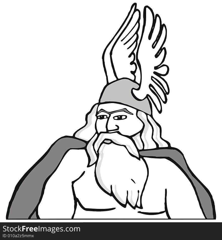 Art illustration: odin, the viking god