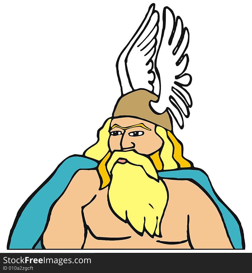 Art illustration: odin, the viking god