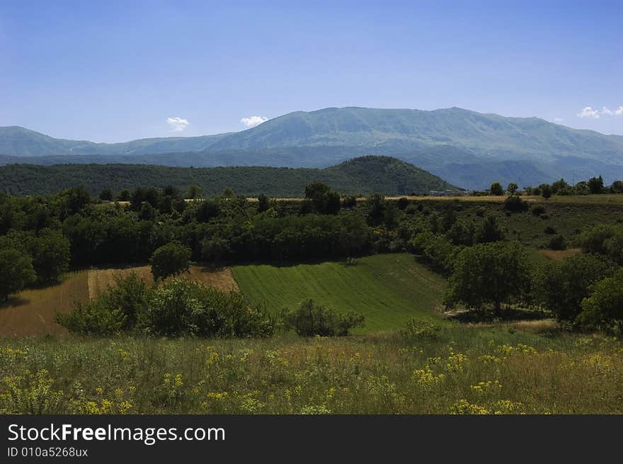 Mountain landscape with some cultivated soil