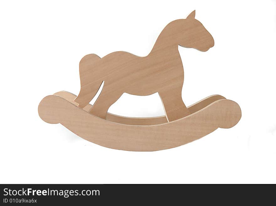 Wood horse on poles on white background