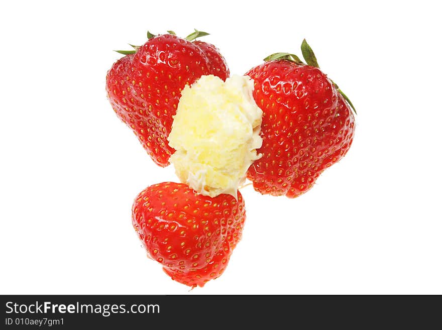 Isolated strawberries and cream