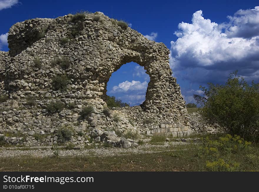 An antique ruin in front of the sky. An antique ruin in front of the sky