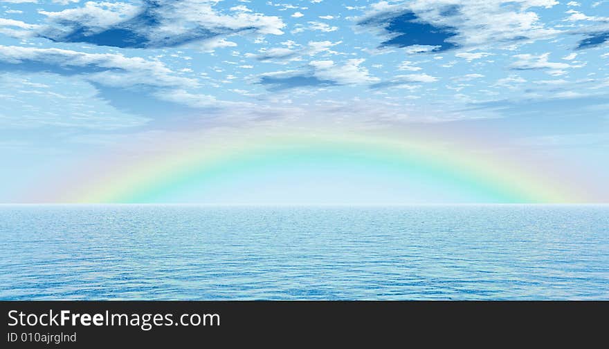 Beautiful rainbow over the sea