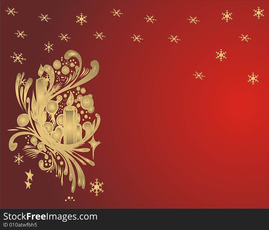 Golden stars frame on red background