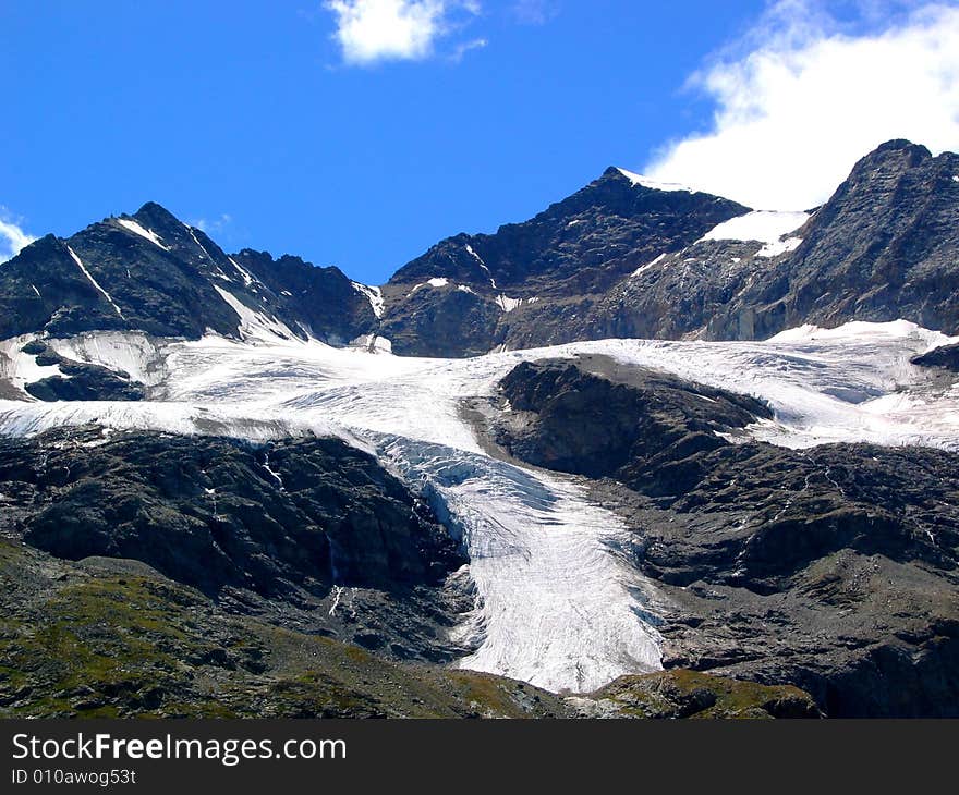 View of the Bernina glacier in Italy