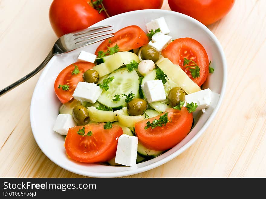 Mixed Greek Salad - Close Up Shot