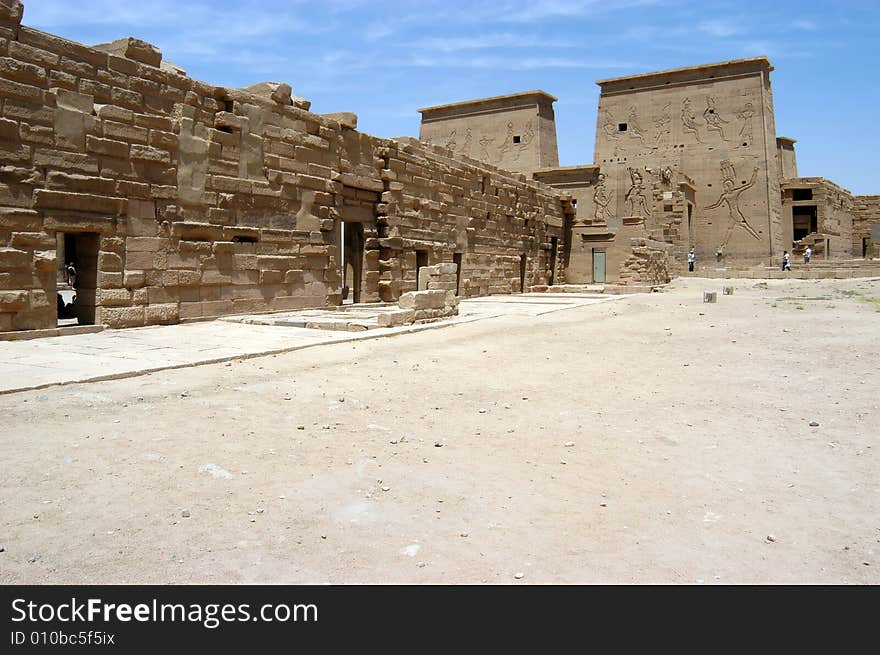 Ancient Ptolemy temple on the island of Philae, Aswan lake, Egypt